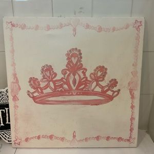 NEW PINK PRINCESS TIARA CANVAS HANGING PICTURE